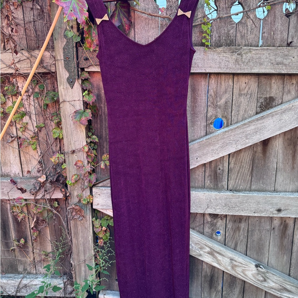 Vtg Flirtation Alfred Angelo Chic Purple Maxi Dress Deep‎ Purple